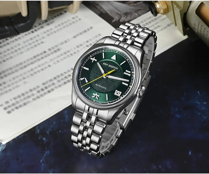 San Martin 39.5mm Pilot Original Design YN55 Green Dial Men's Watch - SN0033