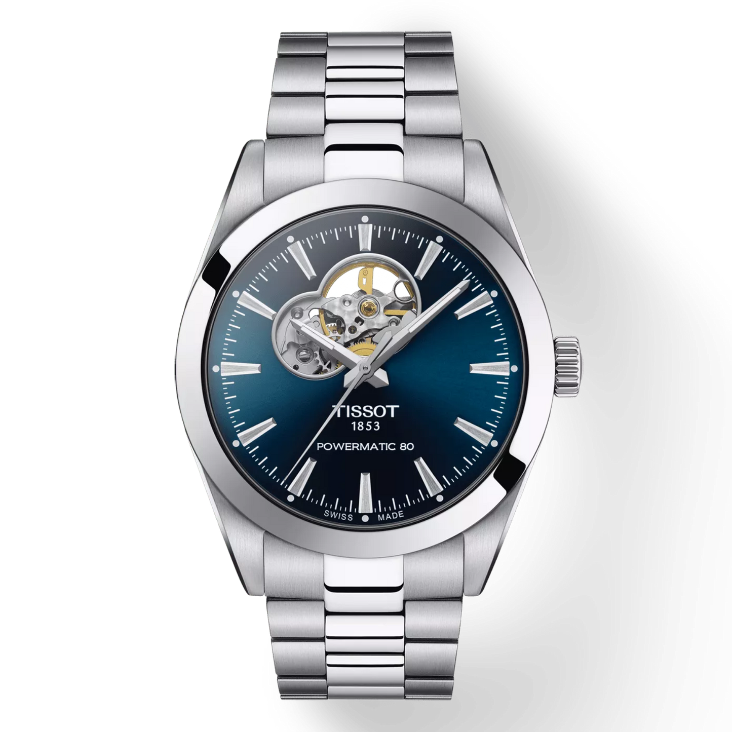 Tissot Gentleman Powermatic 80 Open Heart Blue Dial Men's Watch - T127.407.11.041.01