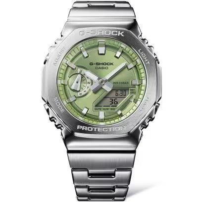 Casio G-Shock Green Dial Stainless Steel Men's Quartz Watch- GM-2110D-3A