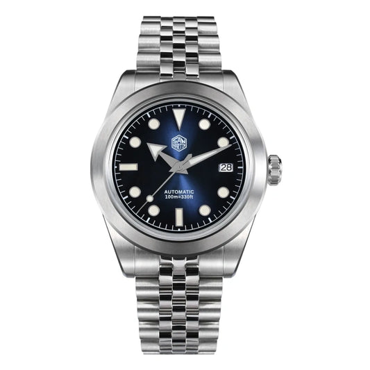 San Martin 39mm Enamel Sunray Blue Dial Men's Watch - SN0053