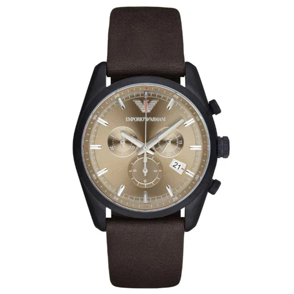 Emporio Armani Sportivo Chronograph Leather Strap Men's Watch- AR6078