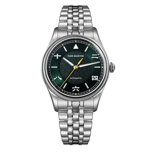 San Martin 39.5mm Pilot Original Design YN55 Green Dial Men's Watch - SN0033