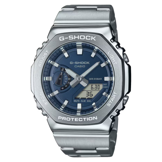 Casio G-Shock Blue Dial Stainless Steel Men's Quartz Watch- GM-2110D-2B