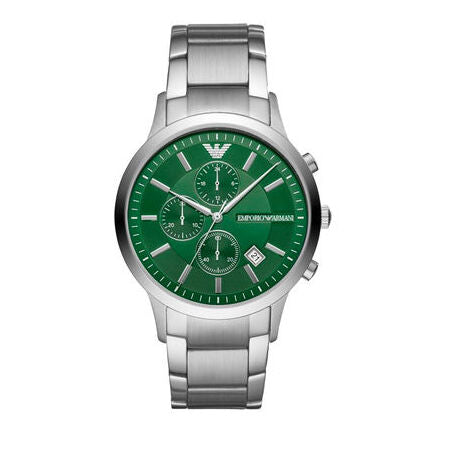Emporio Armani Green Dial Stainless Steel Men's Chronograph Watch- AR11507