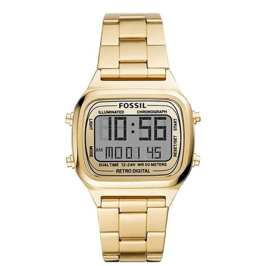 Fossil Retro Digital Gold Watch For Men- FS5843