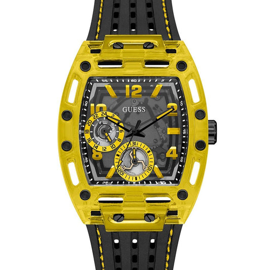 Guess Yellow Multifunction silicone strap men's watch- GW0499G2