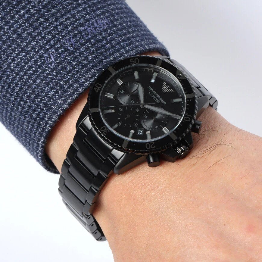 Emporio Armani Black Dial Men's Chronograph Watch- AR11363