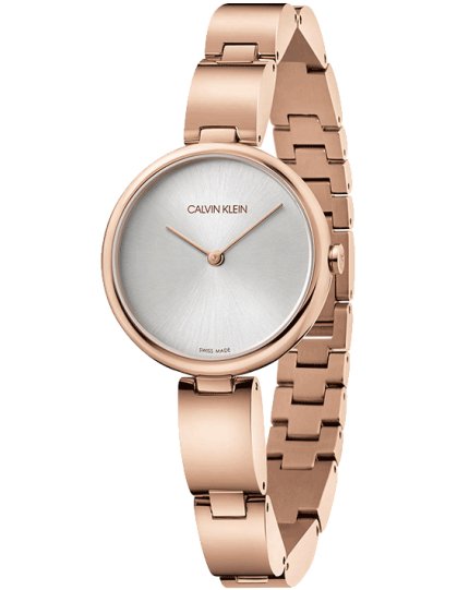 Calvin Klein Rose Gold Wavy Watch For Women - K9U23646