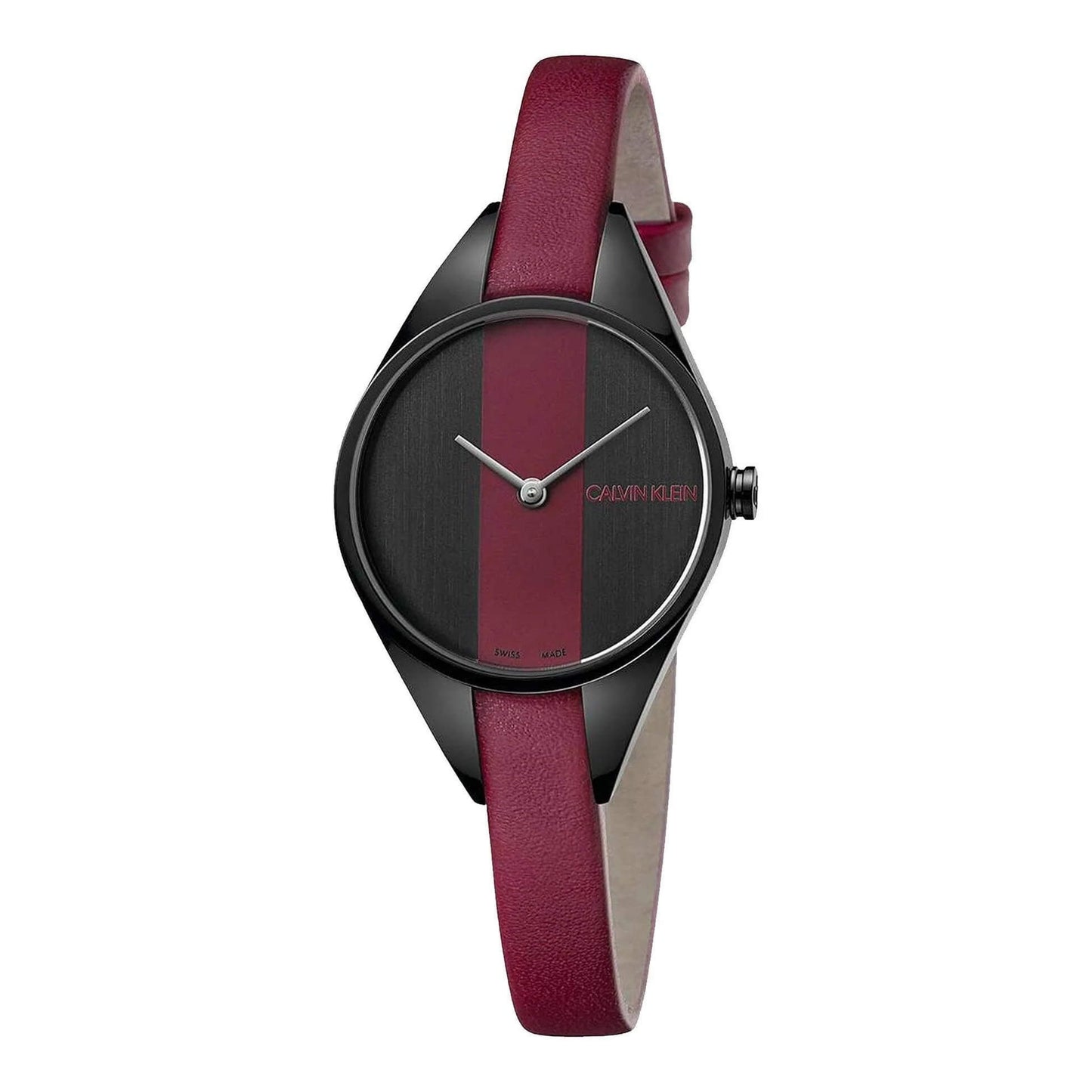 Calvin Klein Rebel Black dial Leather Strap Ladies Watch- K8P237U1