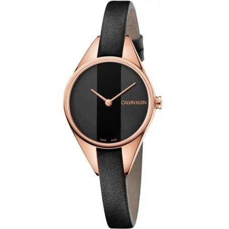 Calvin Klein Rose Gold Leather Strap Watch for Women- K8P236C1