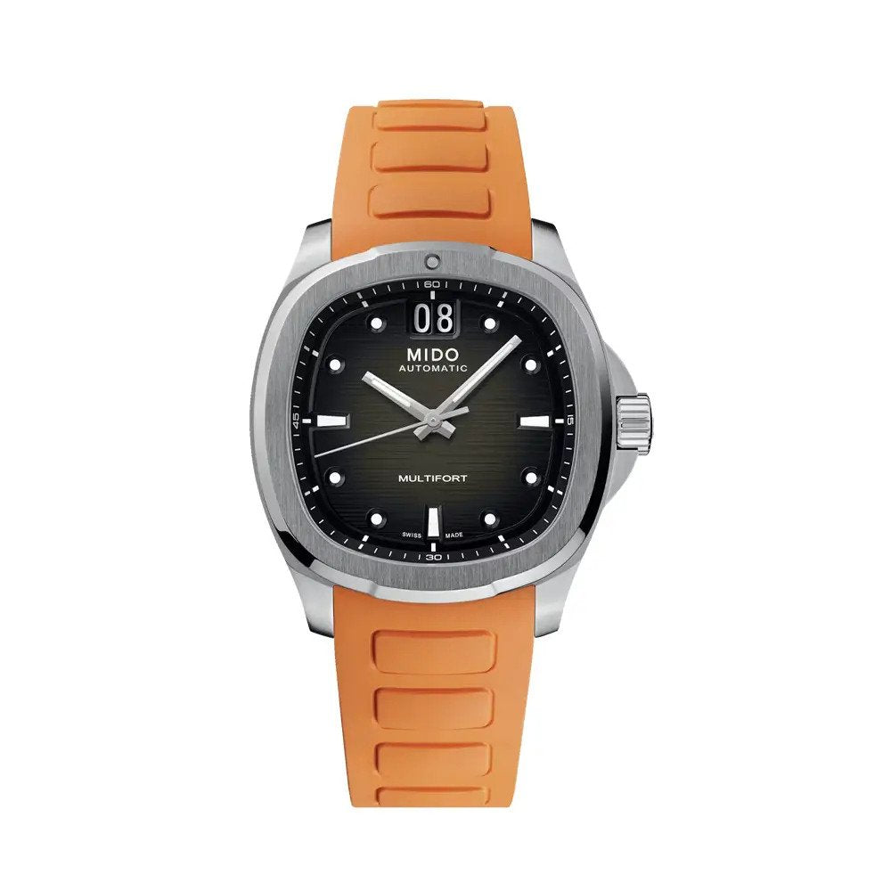 Mido Multifort TV Big Date Orange Silicon Strap Watch for Men- M049.526.17.081.00