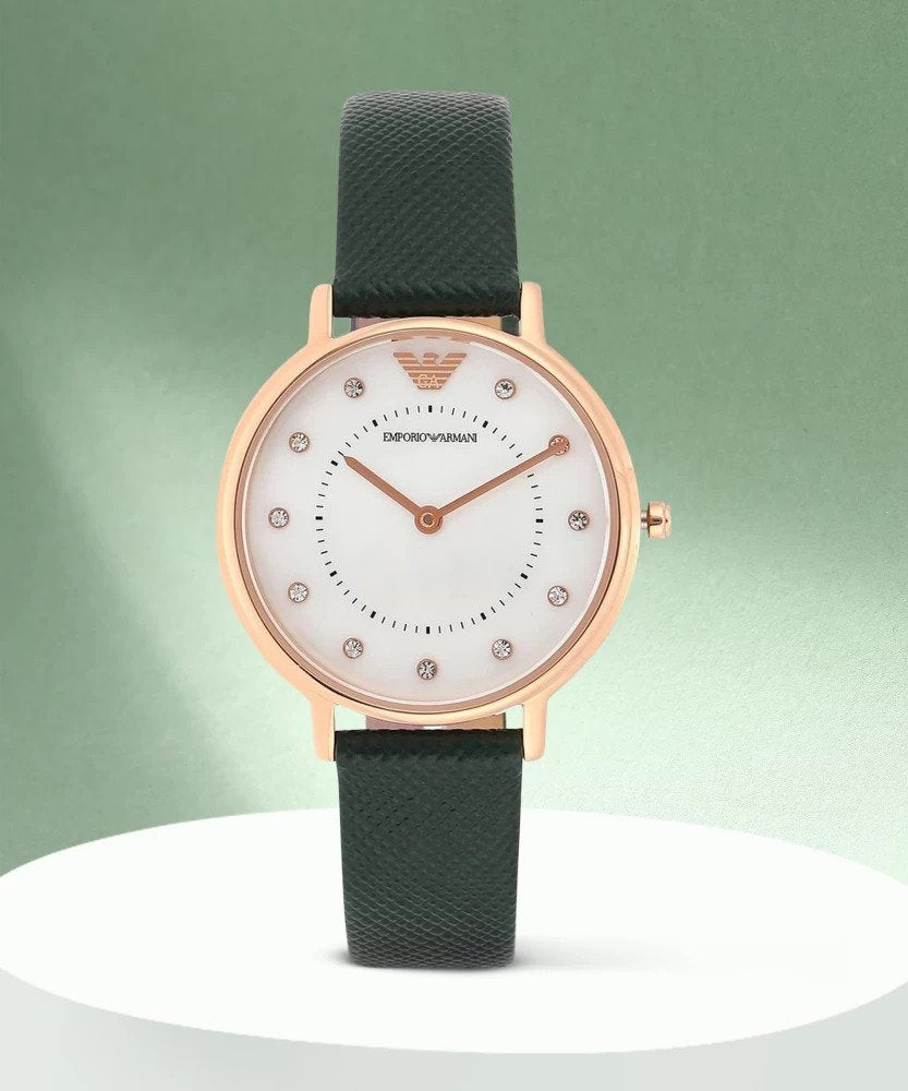 Emporio Armani Ladies Green Belt Watch- AR11150