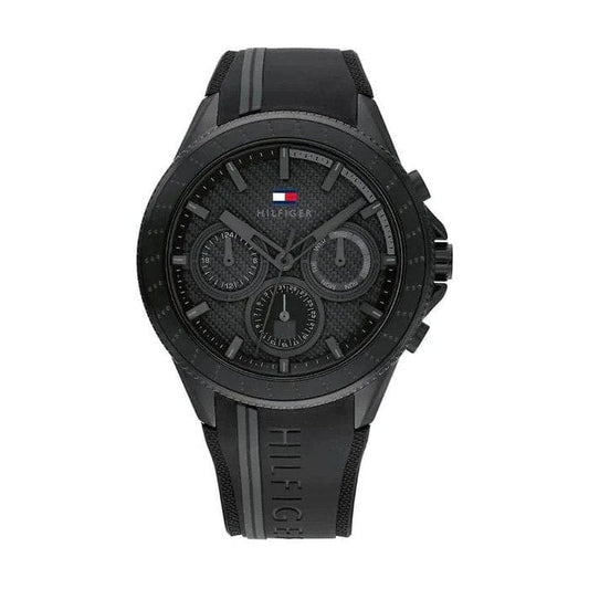 Tommy Hilfiger Full Black Silicone Strap Men's watch- 1791861