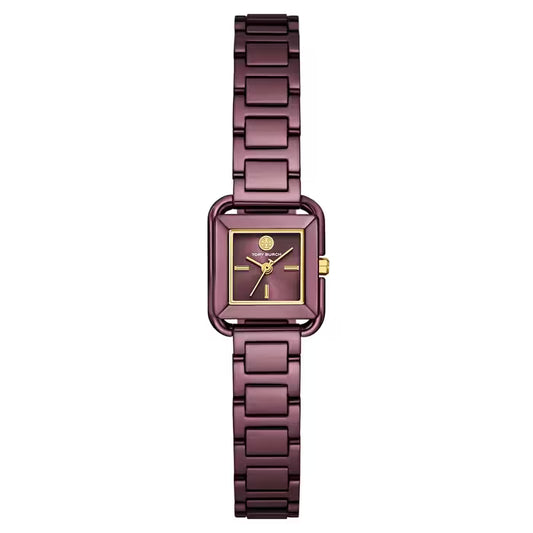 Tory Burch Women's The Kira Square Purple Stainless Steel Bracelet Watch-TBW6024
