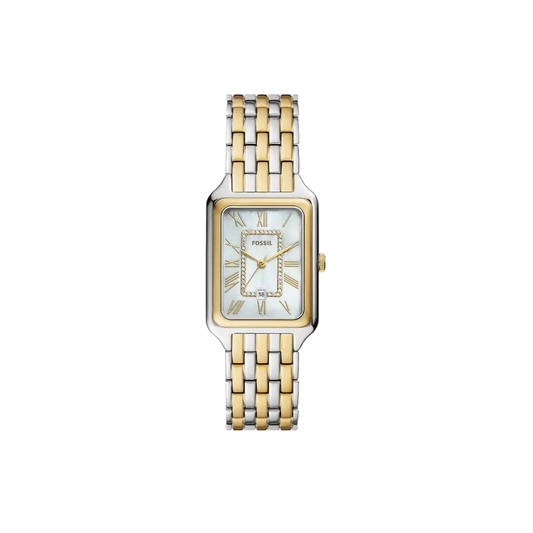 Fossil Raquel Date Two-Tone Stainless Steel White Dial Mother of Pearl Ladies Watch - ES5305