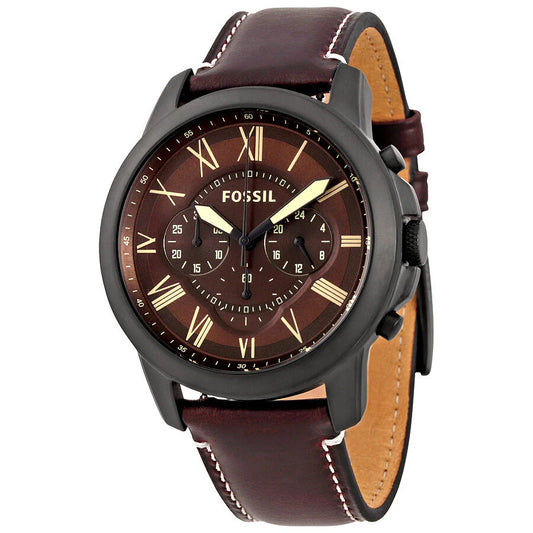 Fossil Grant Dark Brown Chronograph Leather Men's Watch -  FS5088