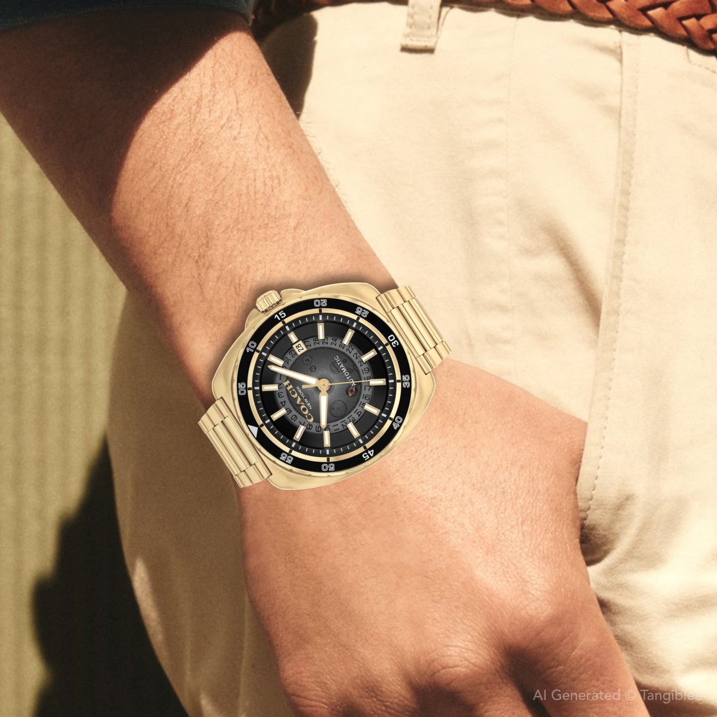 Coach Charter Automatic Gold-Tone Black Dial Men's Watch - 14602712