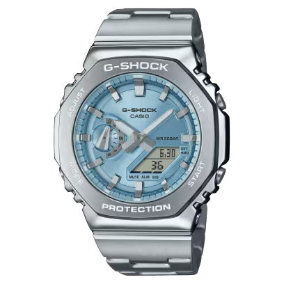 Casio G-Shock Ice Blue Dial Stainless Steel Men's Quartz Watch- GM-2110D-2A