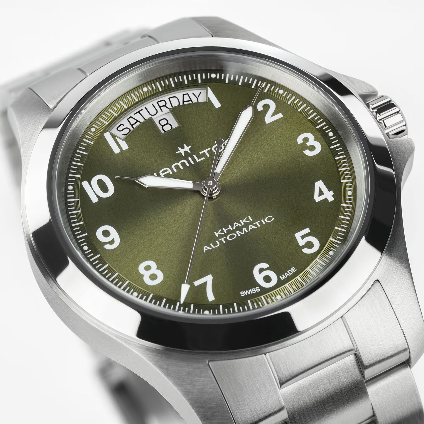 Hamilton Khaki Field King Day-Date Automatic Green Dial Men's Watch - H64475160