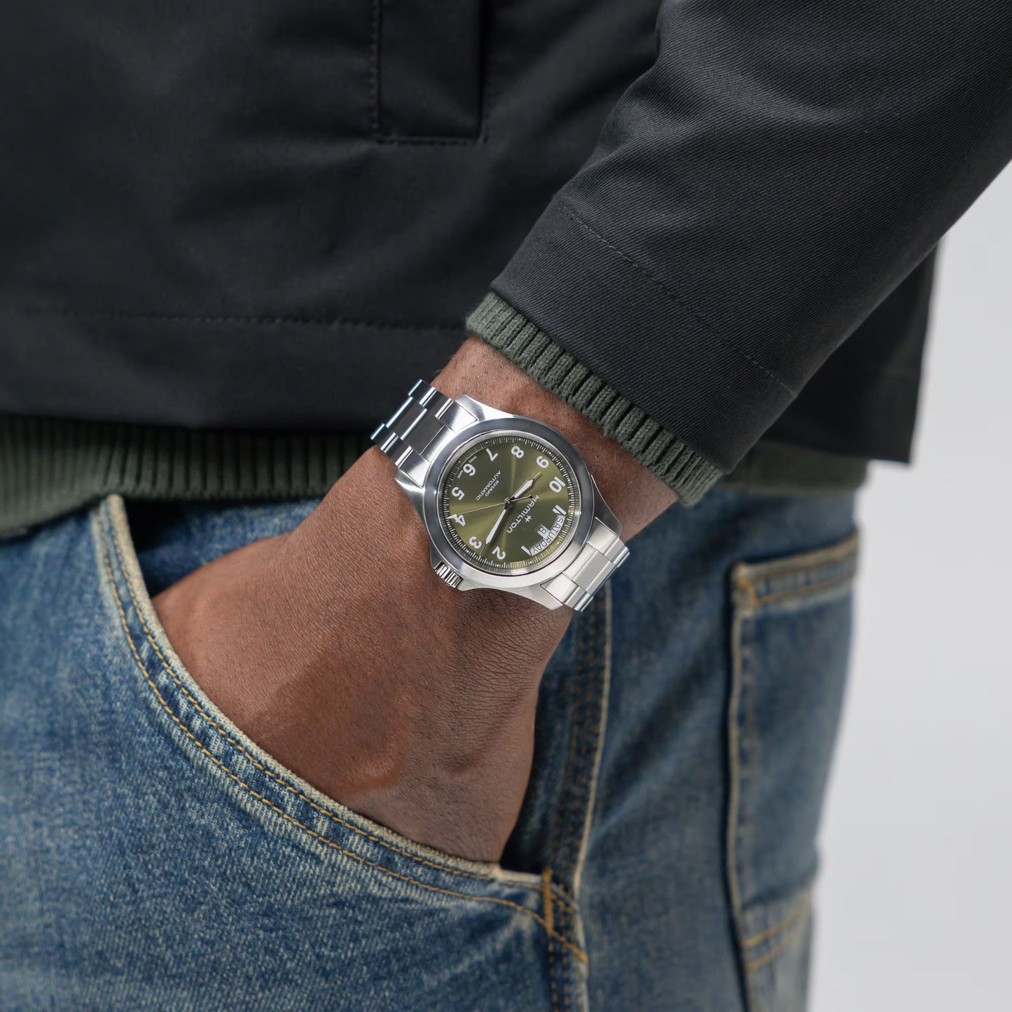 Hamilton Khaki Field King Day-Date Automatic Green Dial Men's Watch - H64475160