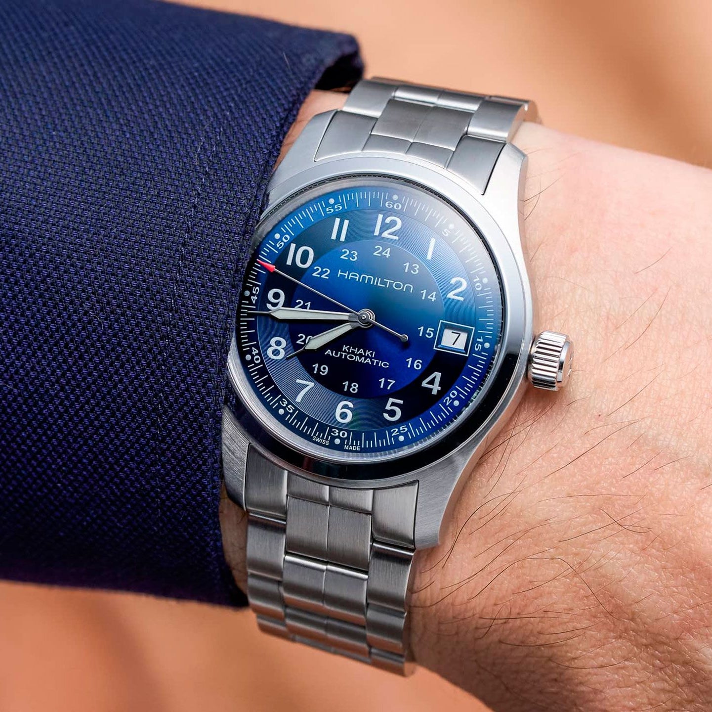 Hamilton Khaki Field Blue Dial 38mm Automatic Men's Watch - H70455140