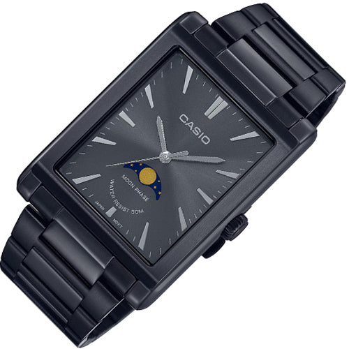 Casio Moon-Phase Analog Black Quartz Watch- MTP-M105B-1AVDF