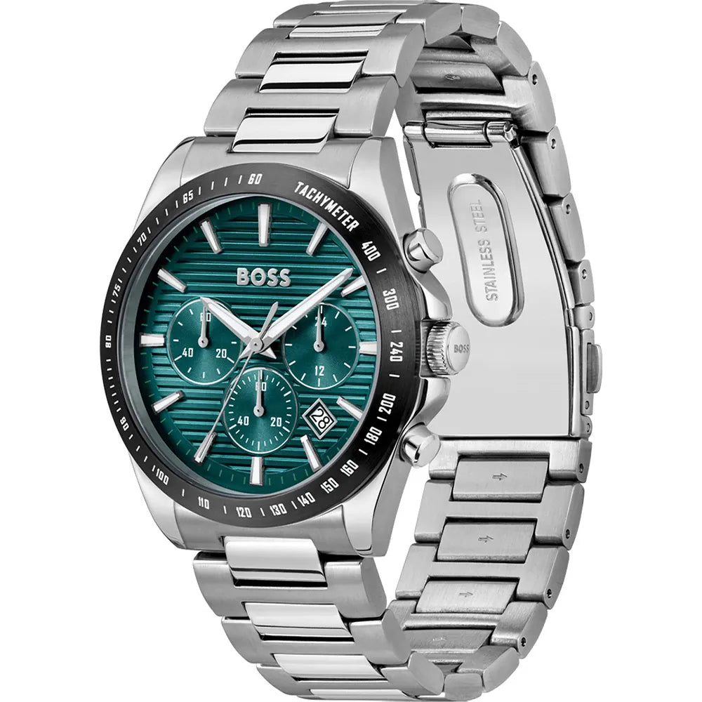 Hugo Boss Strike Chrono Green Dial 41mm Men's Watch - 1514241
