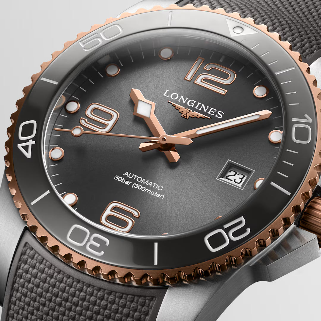 Longines Hydroconquest Automatic Grey Dial Rubber Strap Men's Watch- L3.781.3.78.9
