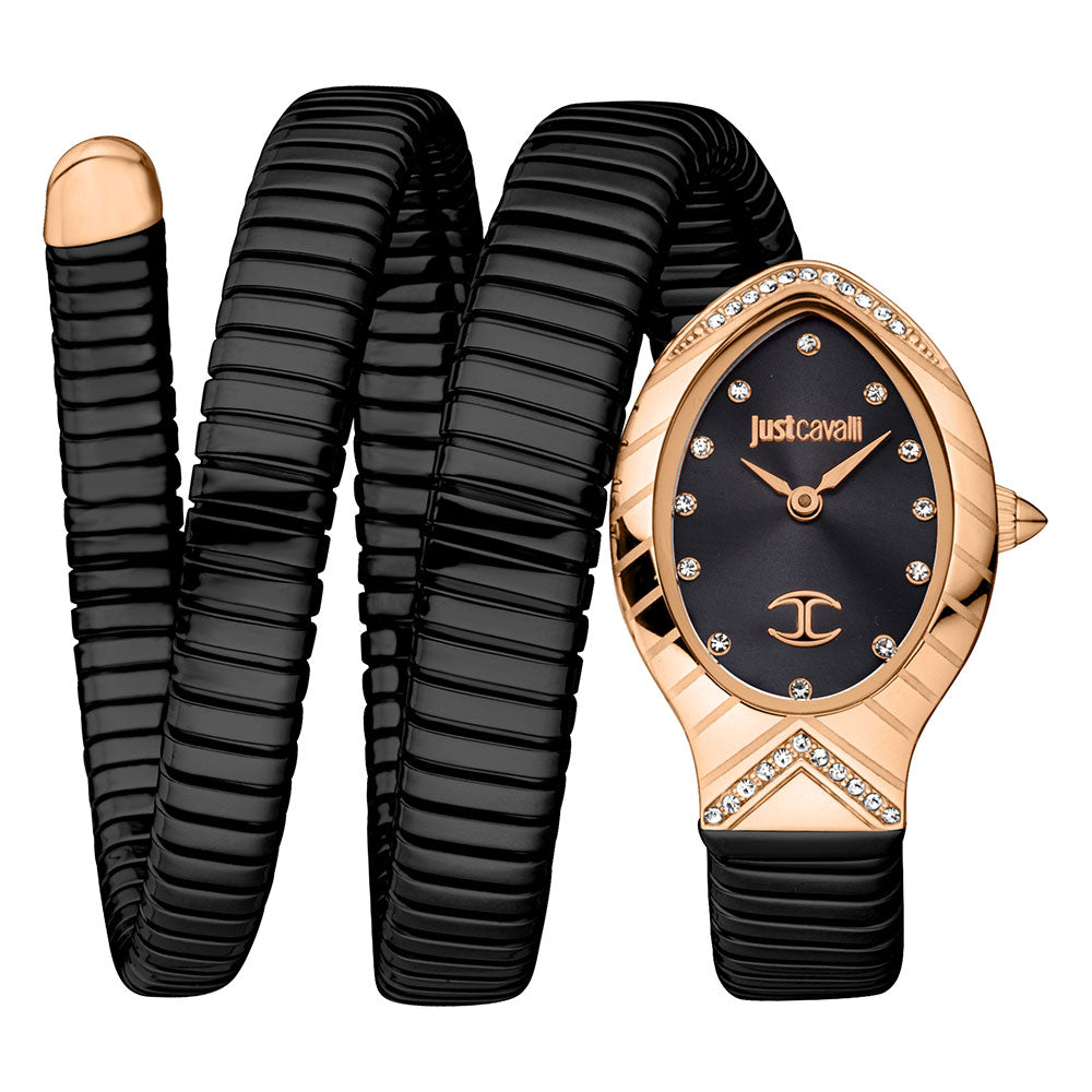 Just Cavalli Signature Snake Black Dial Watch For Women- JC1L248M0085