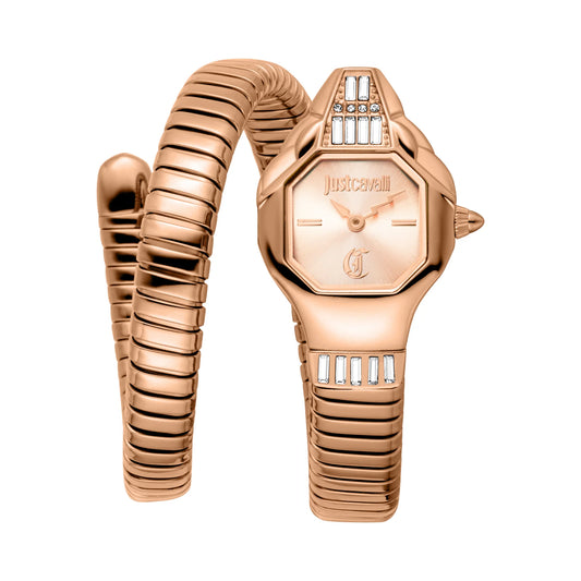 Just Cavalli Rose Gold Dial Signature Snake Ladies Watch - JC1L326M0045
