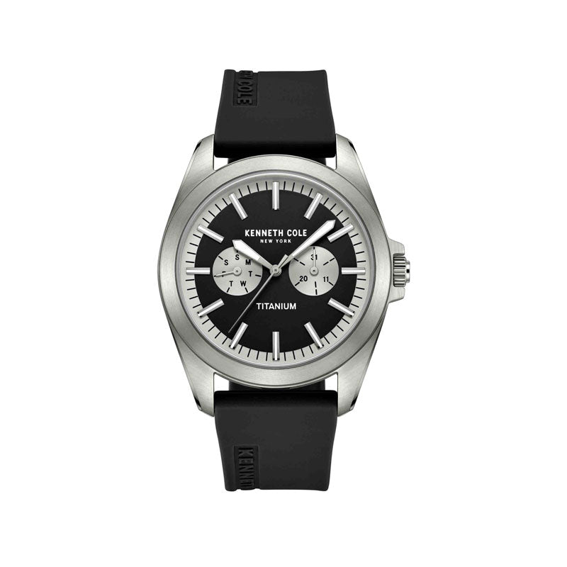 KENNETH COLE Titanium Black Dial Black Silicon Strap -  KCWGQ2238902