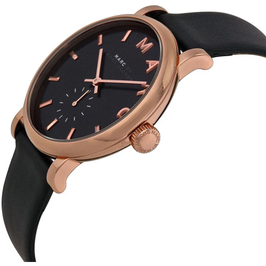 Marc Jacobs Baker Navy Blue Dial Leather Strap Ladies Watch - MBM1329