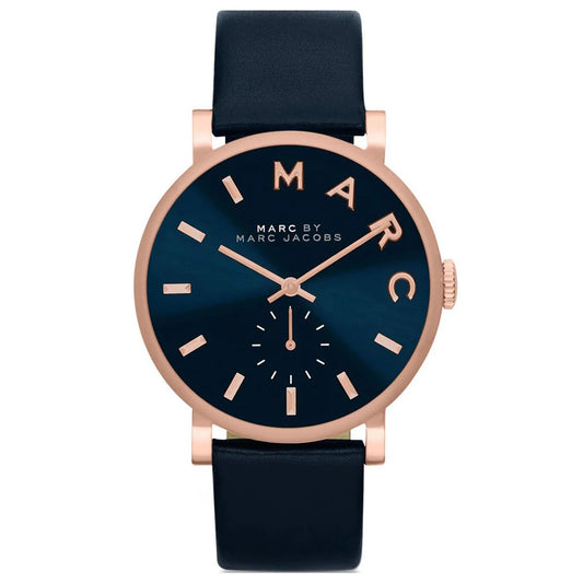 Marc Jacobs Baker Navy Blue Dial Leather Strap Ladies Watch - MBM1329