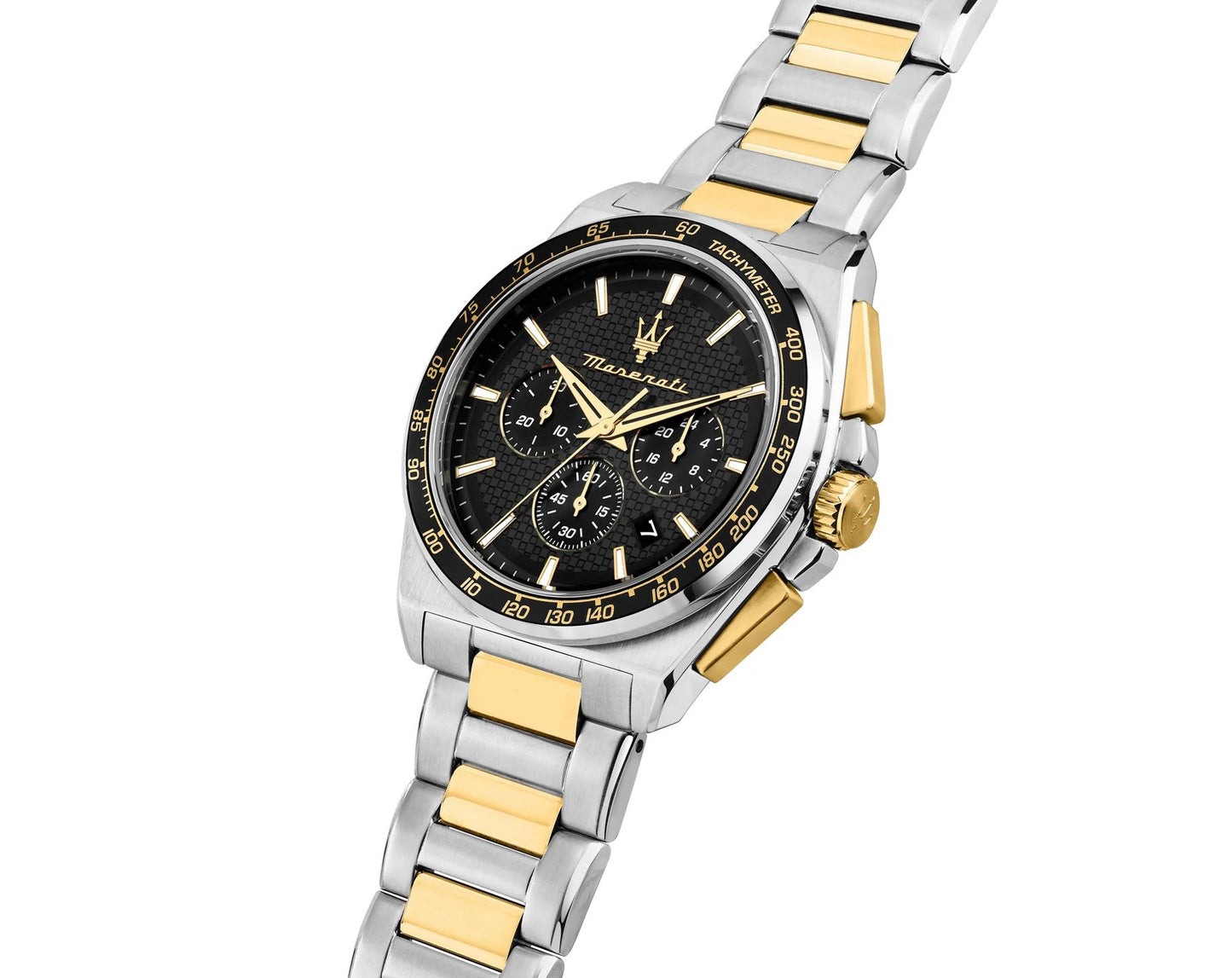 Maserati Velocitá Black Dial 43mm Dual Tone Strap Chronograph Men's Watch - R8873652003