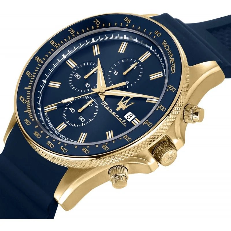 Maserati Sfida Silicone Strap Men's Blue dial Chronograph Watch- R8871640004