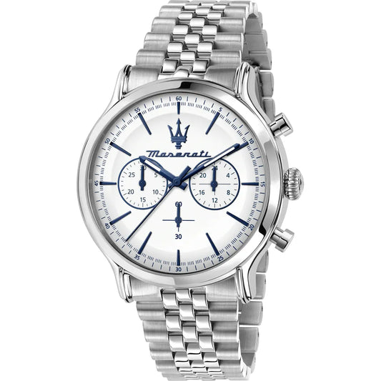 Maserati Epoca White Dial Men's Chronograph Watch- R8873618034