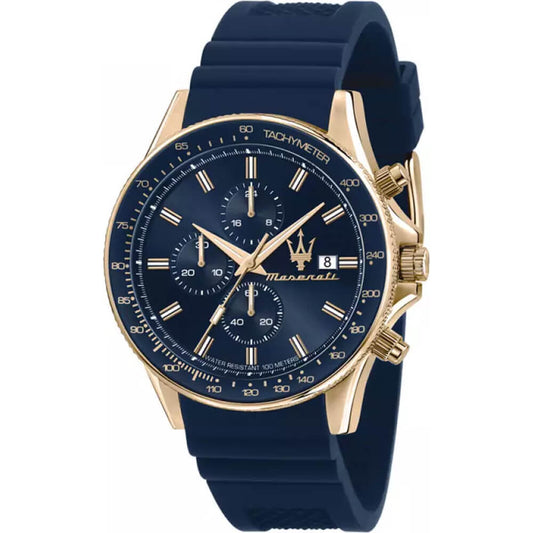 Maserati Sfida Silicone Strap Men's Blue dial Chronograph Watch- R8871640004