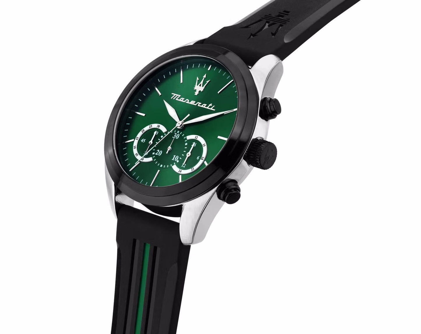 Maserati Traguardo Green Dial Rubber Strap Men's Watch - R8871612043