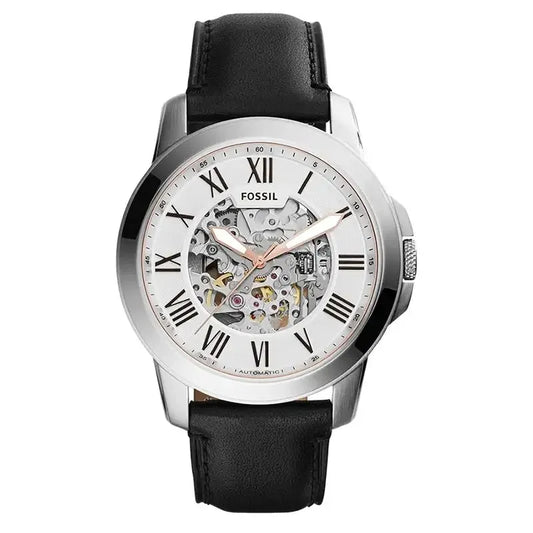 Fossil Grant Automatic Skeleton White Dial Men's Mechanical Watch- ME3101