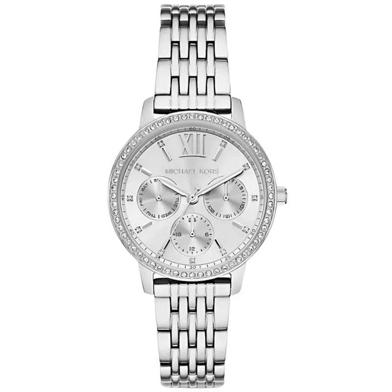 Michael Kors Melissa Pavé Silver-Tone White Dial Ladies Watch - MKO1082