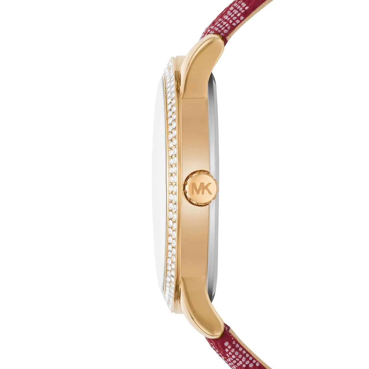 Michael Kors Tibby White Dial Red Leather Strap Ladies Watch - MK2975