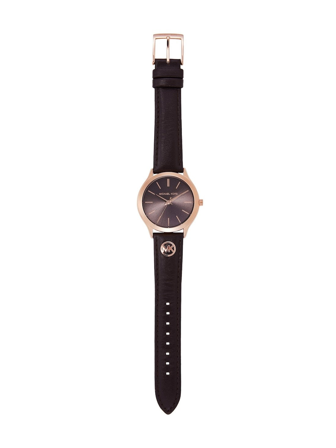 Michael Kors Runway Grey Dial Brown Leather Strap Ladies Watch - MK7489