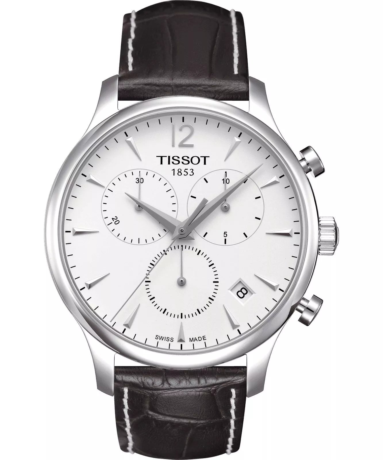 Tissot Tradition White Dial Leather Strap Men's Chronograph Watch- T063.617.16.037.00