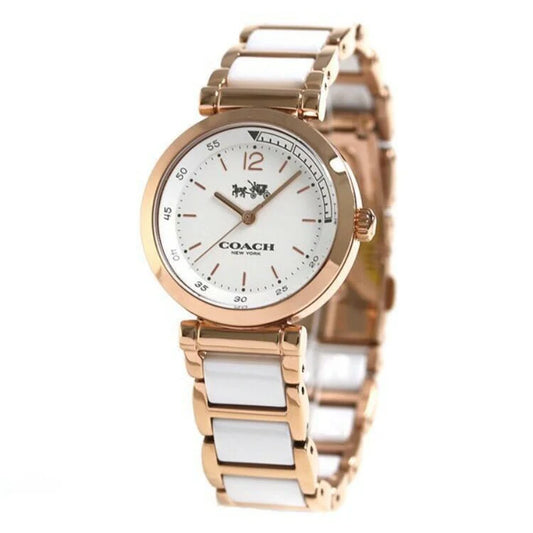 Coach Sport Rose Gold White Ceramic Ladies Watch - 14502463