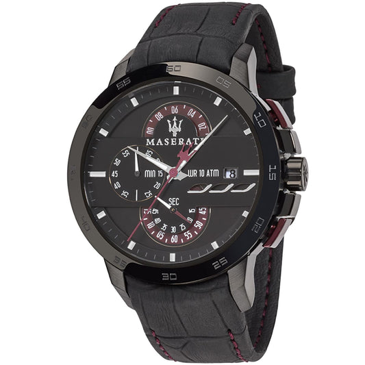 Maserati Black Dial Leather Belt with Black Color Men's Watch - R8871619003