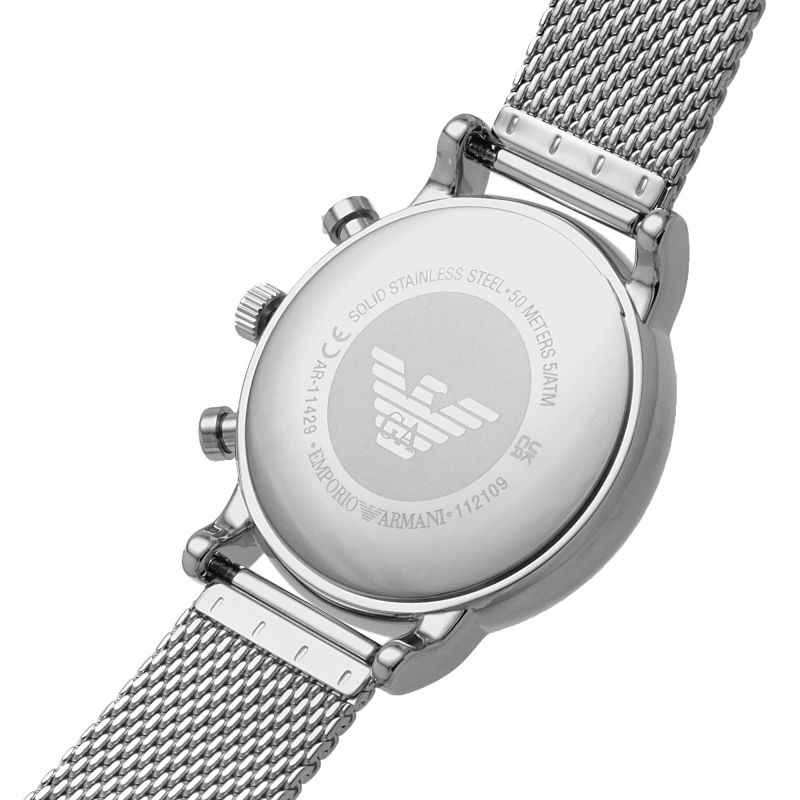 Emporio Armani Mesh Chain Black dial Men's Chronograph Watch- AR11429