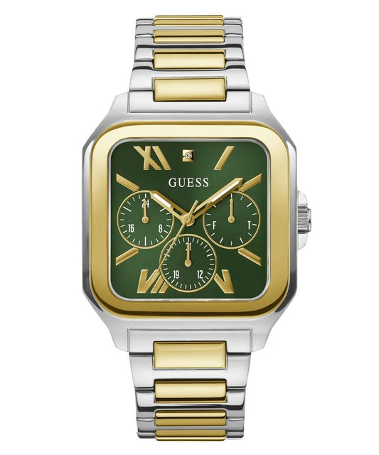 Guess Multi Functions Green  Dial Square Men's Dress Watch- GW0631G1