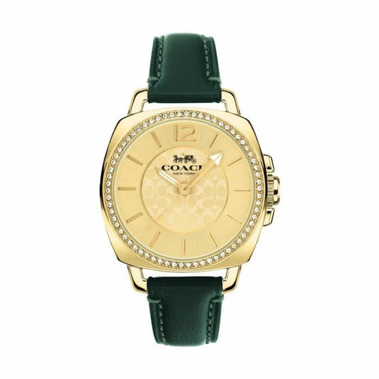 Coach Boyfriend Gold Tone Leather Strap Ladies Watch- 14503982