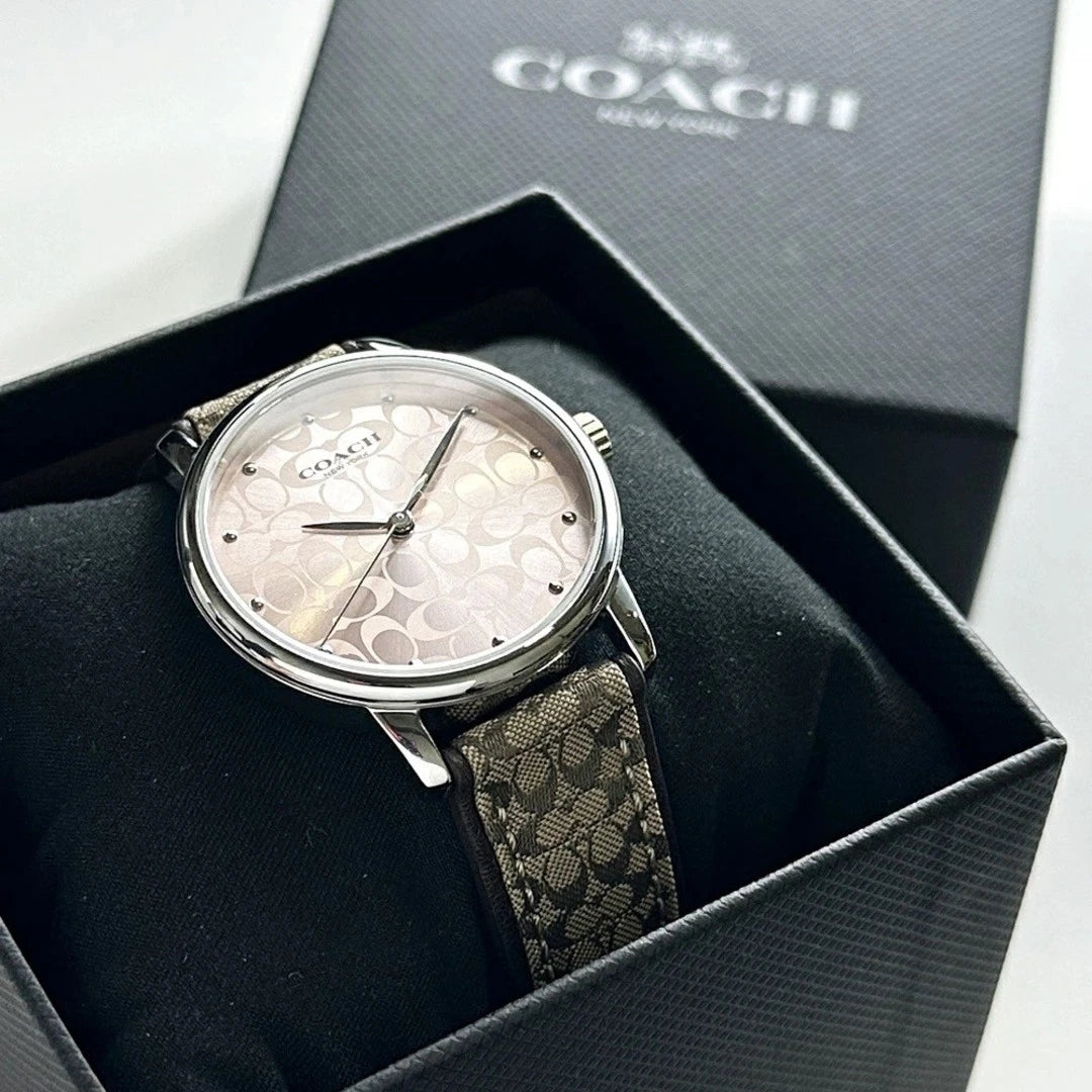 Coach Pink Dial Leather Strap Ladies Watch - 14503404