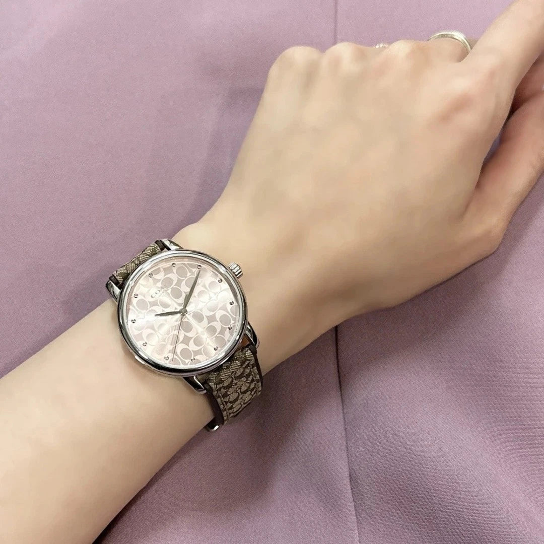 Coach Pink Dial Leather Strap Ladies Watch - 14503404